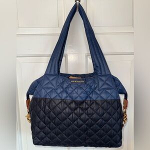 MZ Wallace Blue/Black Sutton Crossbody Convertible Shoulder Bag w/Gold Accents
